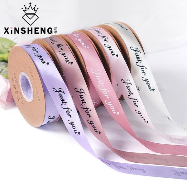 

colorful ribbons for bouquet packaging 2.5cm50 yards letter flowers bowknot polyester tape cake baking handmade diy wedding gift wrap