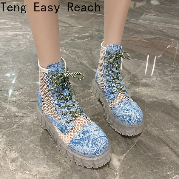 

breathable lace-up women's boots thin mesh shoes sandals ankle, Black