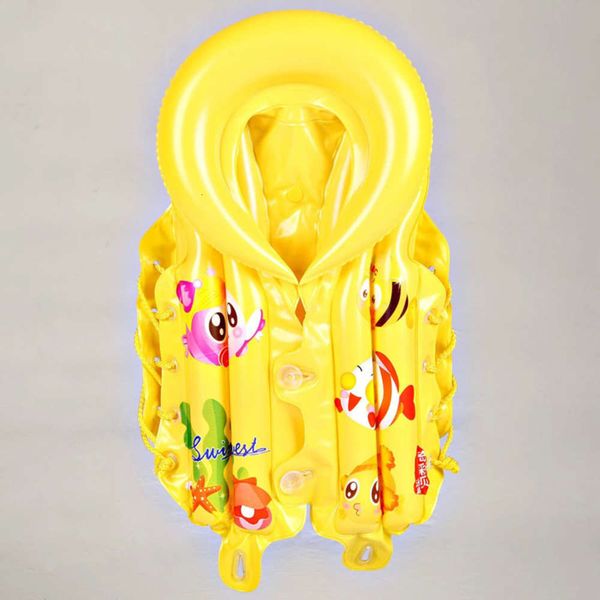 

children's inflatable split swimming vest baby cartoon life jacket ring, Blue