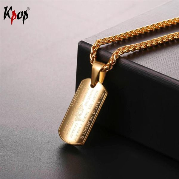 

pendant necklaces kpop prayer hand with chain gold/rose gold/steel/black colors stainless steel for blessing 2021 necklace jewelry p2520, Silver