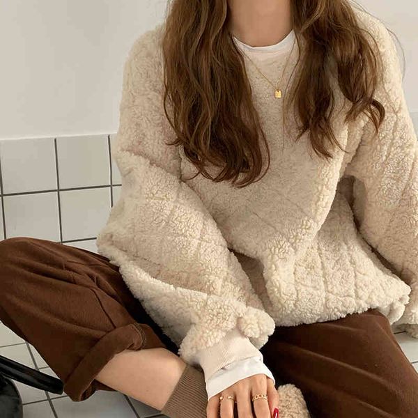 

women's jackets firm offers to film three standard han edition ling qi mao wei garment female lamb loose thickening warm jackets gr0g, Black;brown