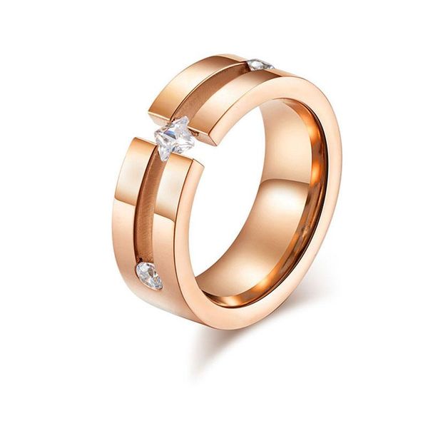 

wedding rings romantic bridal finger for women solid cubic zirconia couple titanium steel ladies gift jewelry bague anel, Slivery;golden