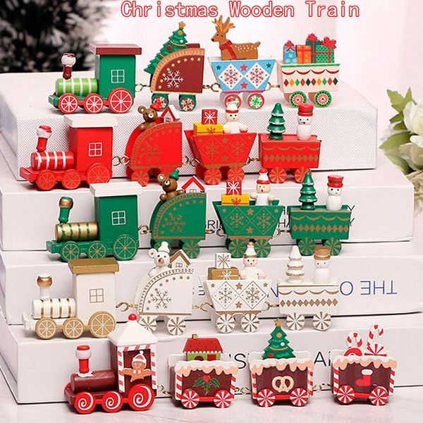

decorative objects & figurines mini wooden train xmas kids toy family home decor year gift traffic
