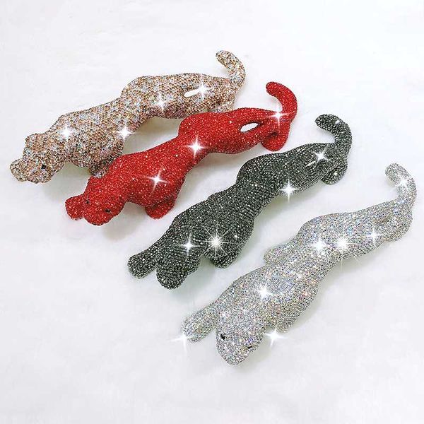 Objetos decorativos Figurines Luxo Brilhante Diamante Diamante Dinheiro Leopardo Decoração Do Carro Símbolo Fortune Segurança Próspera Negócios High-PT