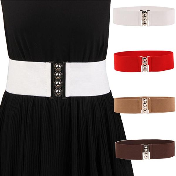 

belts 70cm stretch elasticated waist belt fashion metal buckle, Black;brown