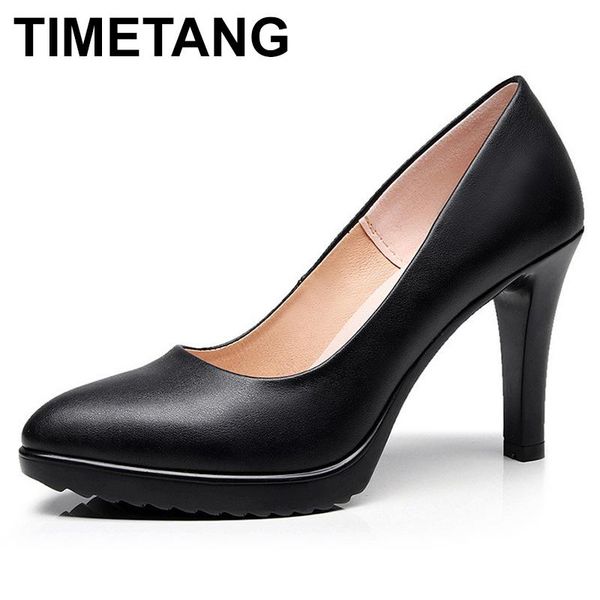 

timetangplus size 35-43 classic pointed toe platform shoes women's pumps 2021 spring high heels black white bridal dress