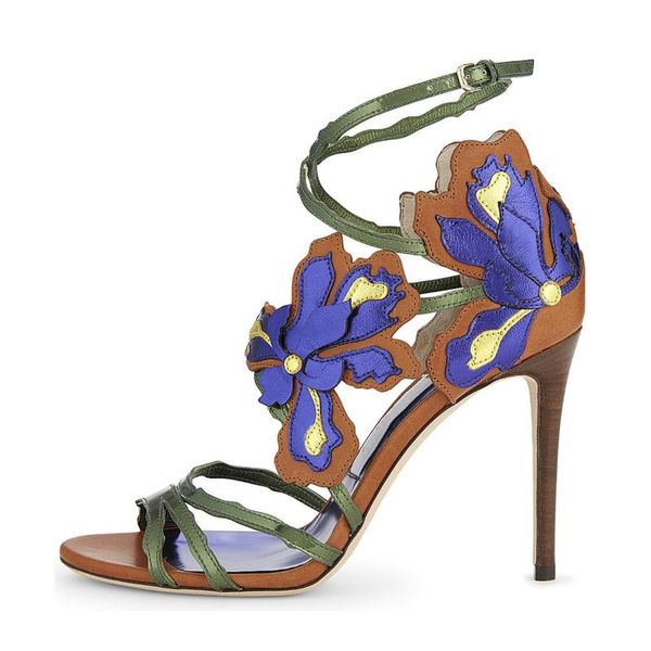 

fine-heeled super high-heeled shoes flower open-toed sandals women's heel, Black