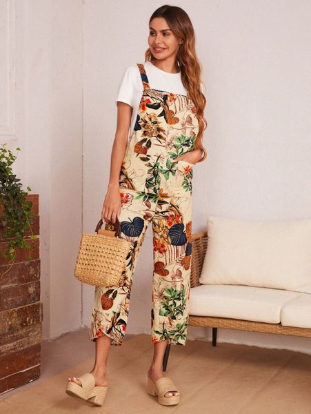 

emery rose leaves print overall jumpsuit without g1hi#, White