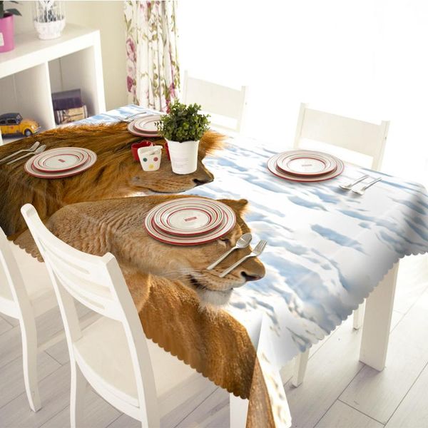 

lion tablecloth jaguar wild animal pattern waterproof thicken rectangular and round table cloth for wedding