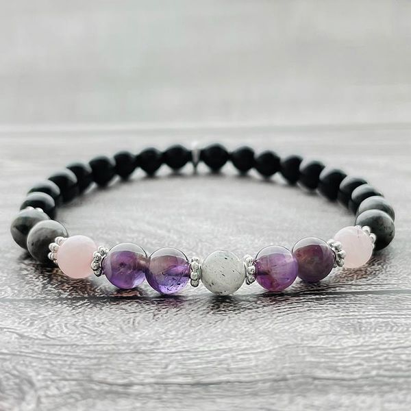 

beaded, strands boho jewelry natural stone bracelet bangles for women 6 mm amethyst labradorite pink black beads couple wholesale bulk