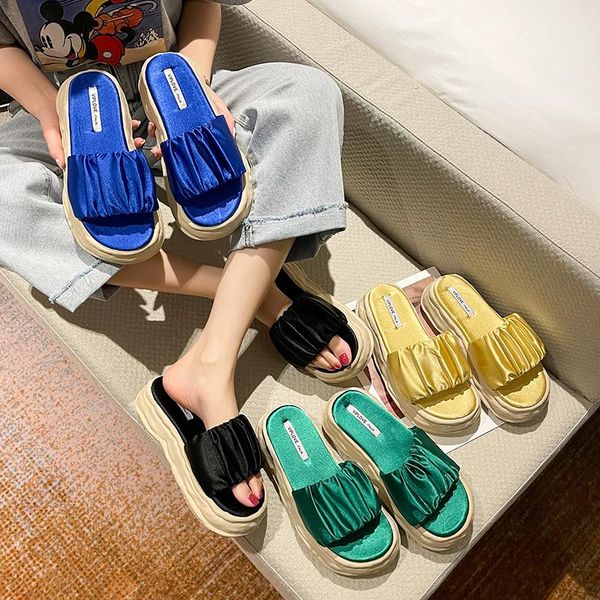 

slippers shoes woman 2021 house platform shale female beach rubber flip flops med luxury slides soft sabot hawaiian flat, Black