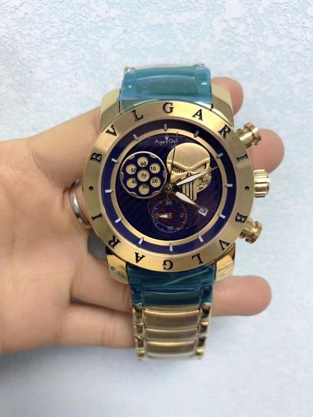 

wristwatches classic men quartz chronograph stainless steel silver black yellow gold luminous sport watch sapphire glass, Slivery;brown