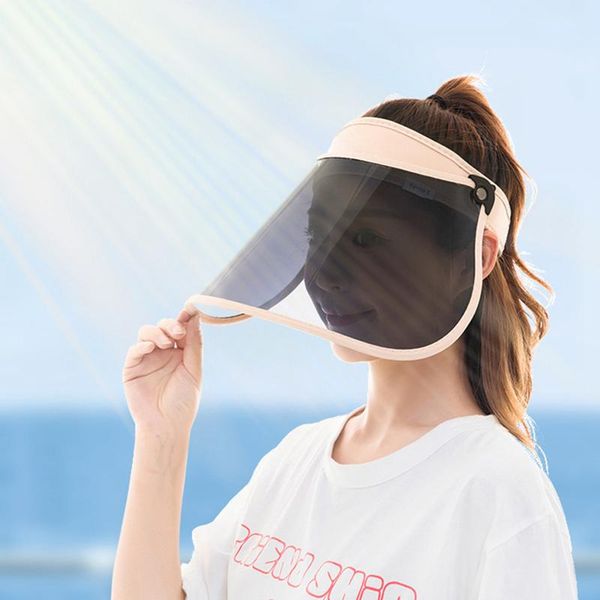 

cycling caps & masks adjustable beach riding hats 2021 summer women visor empty sun hat wide large brim face sunscreen cap uv protection, Black