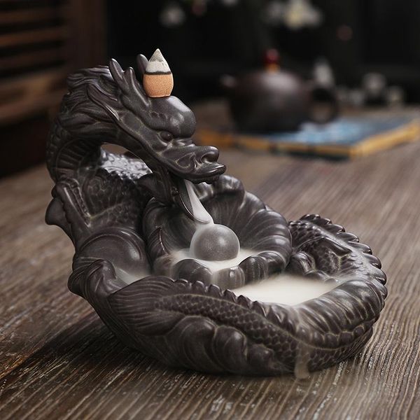 

ceramic backflow incense burner creative chinese dragon home crafts jewelry ornaments fragrance lamps
