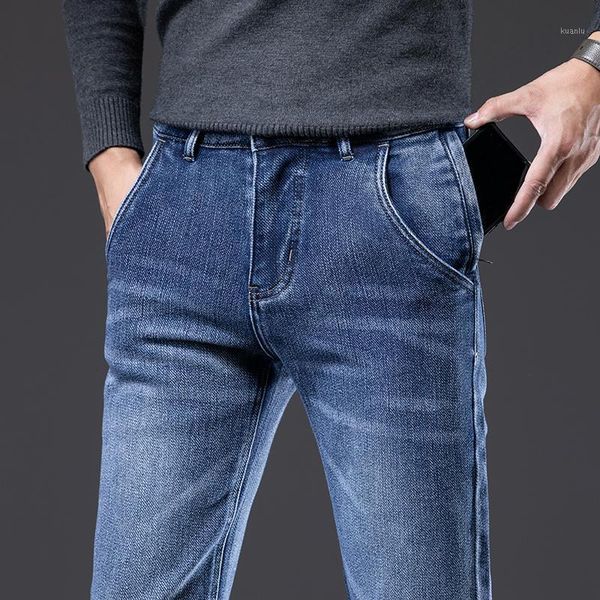 

men's jeans 2021 brand autumn casual regular straight stretch blue smoky gray