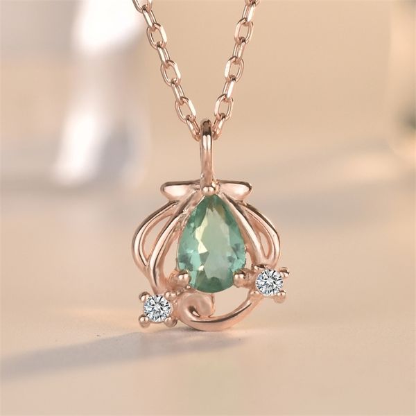 

liming jewelry s925 silver little mermaid necklace cute cartoon princess co name rose gold chain, Black
