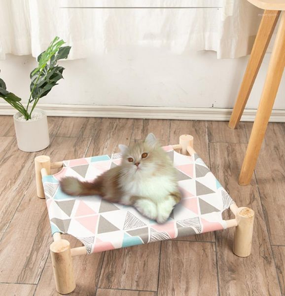 

cat beds & furniture litter removable and washable bed pet solid wood hammock dog kennel off the ground house1