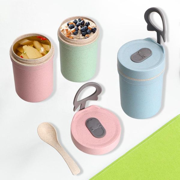 

330ml sealed kids lunchbox breakfast cup soup box container leakproof wheat straw meal prep bento dinnerware sets