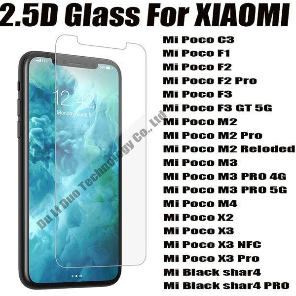 2.5D 0.33mm Vetro Temperato Protezione Dello Schermo Del Telefono Per XIAOMI MI Poco C3 F1 F2 PRO F3 GT 5G M2 REODED M3 M4 X2 X3 BLACK SHARK 4 PRO