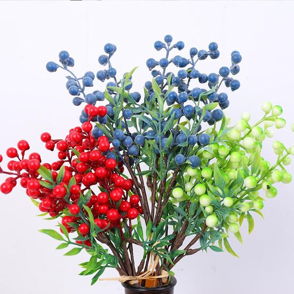 

decorative flowers & wreaths 6pcs colorful artificial berry flower bouquet decoration plants wedding party home decor christmas ornaments fo