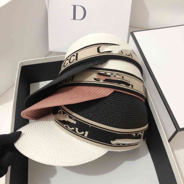 

new signature equestrian straw hat for summer travel, Black;white