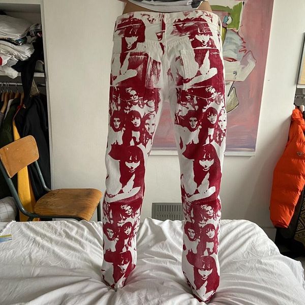 

women's pants & capris y2k portrait print jogger trousers sweatpants high waist sportswear straight loose 2021 autumn spring women, Black;white
