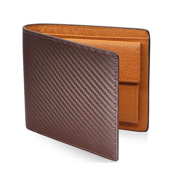 

the wallet line men's pu carbon fiber leather large capacity zero fashion color contrast wallet rfid theft brush, Black