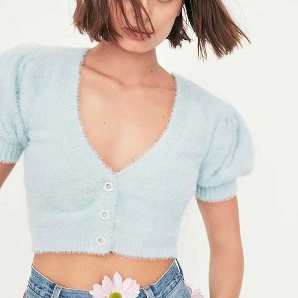 

cardigan sweater women summer za fashion slim v-neck single-breasted chic elegant women's 210601, White