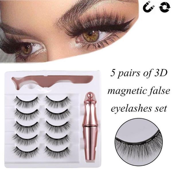 

3d imitation mink eyelashes magnetic 5 pairs set magnet false eyeliner of v3i91