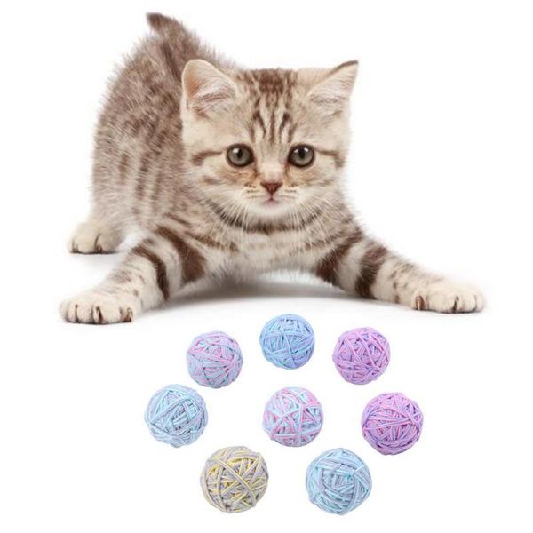 

cat toys gatos pet fine wool chewing ball grinding claw chase teaser toy play rattle scratch catch funning random colors i