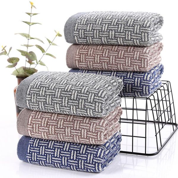

design 34cm*74cm small gift quick dry blue brown grey plaid face towel