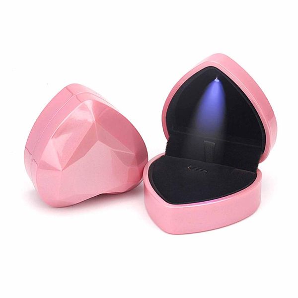 

gift wrap jewelry boxes case with led light display proposal for necklace bracelet engagement gifts heart-shaped wedding velvet