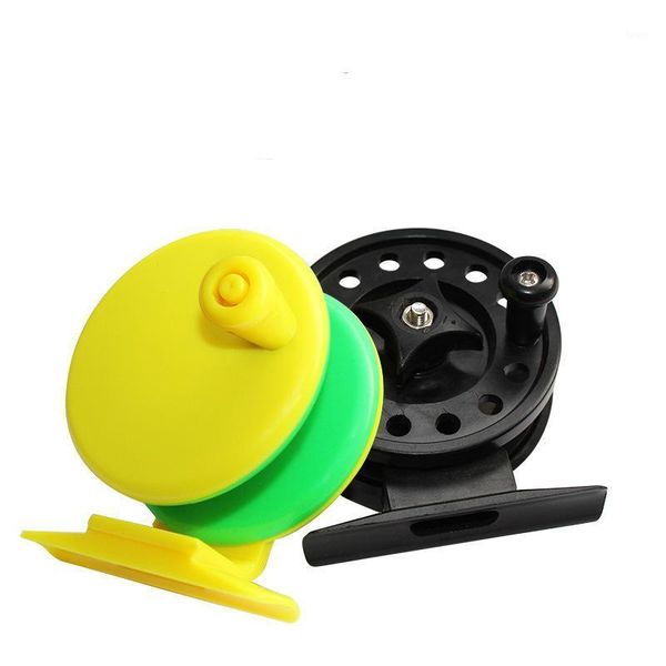 

portable winter ice fishing reels ball bearings black mini reel carp fish brake handle tool baitcasting