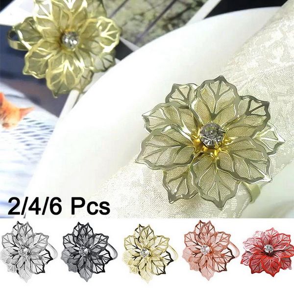 

napkin rings hollow flower ring dining table metal holder wedding banquet dinner decoration