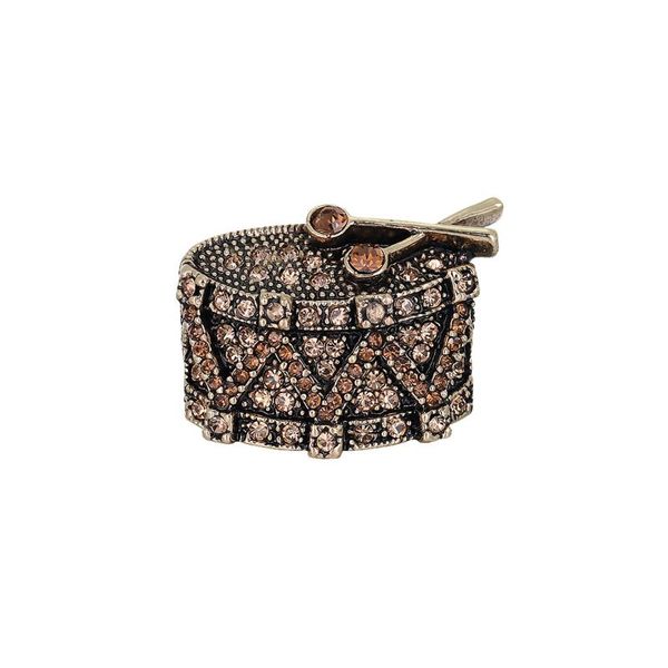 

pins, brooches design vintage snare drum & sticks brooch pin gold tone enamel rhinestones jewelry gift, Gray