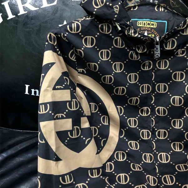 

medusa print spring large vasaki hooded jacket men's thin coat personality fashion, Black