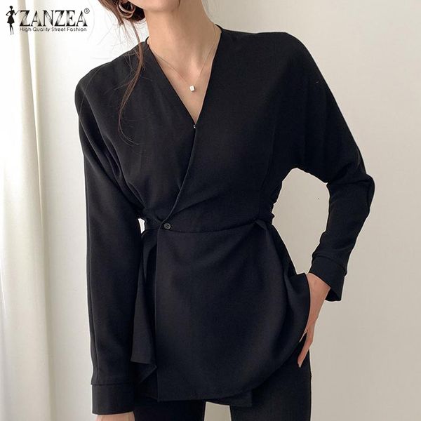 

blouses asymmetrical blouses lace women 2021 ol spring button up shirts casaul ladies solid long sleeve v-neck plus size 5xl, White