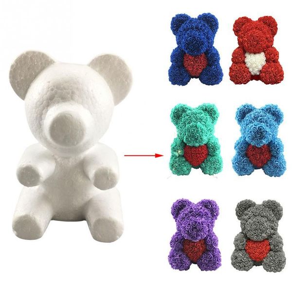 

decorative flowers & wreaths 1pc 15cm/20cm foam rose bear mold diy artificial flower plastic roses luck dog model