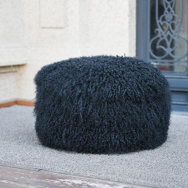 

cx-d-12 soft mongolian lamb fur stool slipcover custom chair cover cushion/decorative pillow