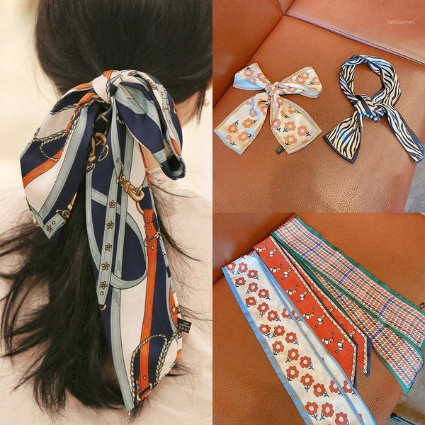

women girls chiffon bowknot striped plaid flowers scrunchies rubber bands children soft hair female accessories1