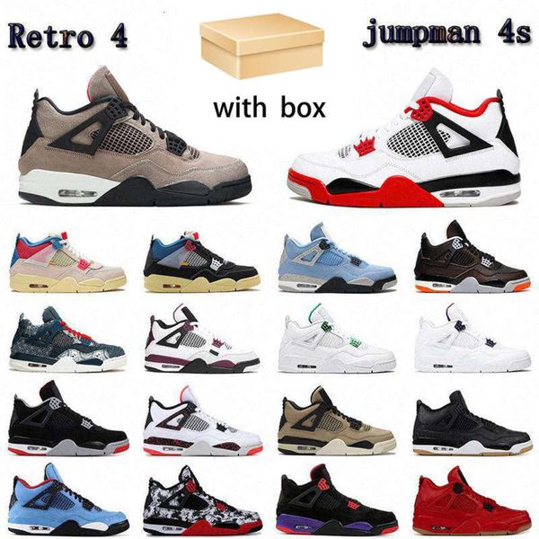 

2021 university blue 4 4s iv mens basketball shoes bred se neon black cat fire red pine green fish mushroom white2c4a#