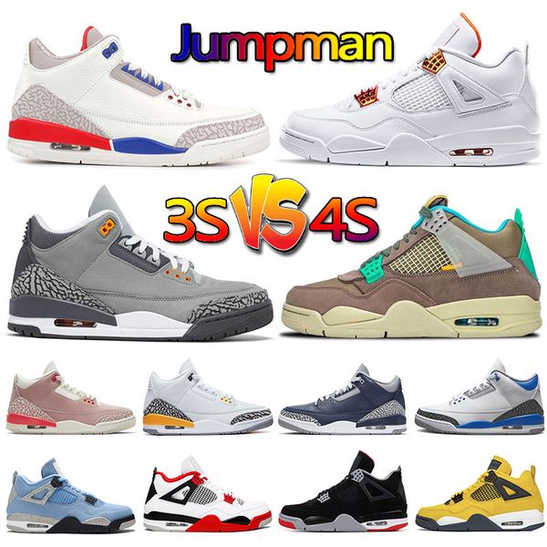 

jumpman3 jumpman3s basketball shoes jumpman 4s 4 university blue comfortable elastic breathable oreo fire red black mens trainers sports sne