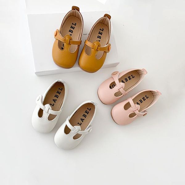 

athletic & outdoor spring autumn kids shoes t strap leather princess for girls boys non-slip toddlers mary jane baby children buckle flats, Black