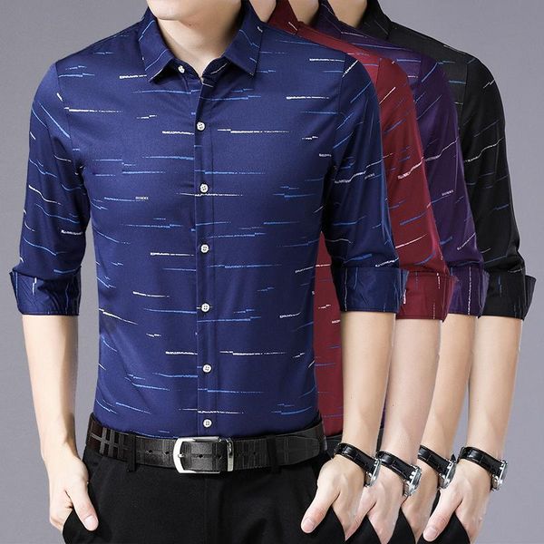 

men's casual shirts men shirt 2021 long-sleeved business slim lapel male quality long sleeve striped, White;black