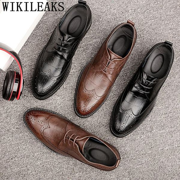

dress shoes brogues leather men oxford for italian zapatos elegantes hombre chaussure classique homme buty meskie, Black