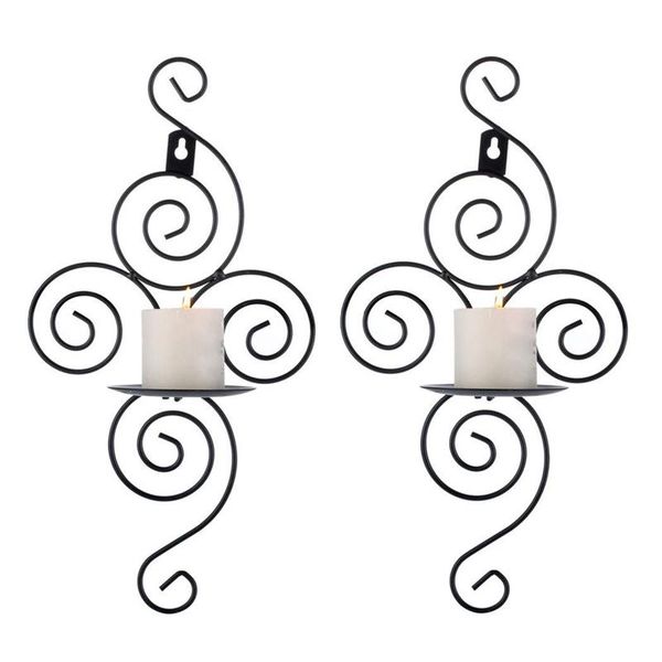

wrought iron black candlestick romantic living room wall-mounted candlestick wedding decoration soporte vela dd60zt