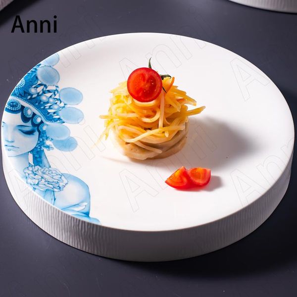 

dishes & plates chinese painted ceramic plate creativity vintage peking opera character hua dan decorative dinner restaurant serving tray