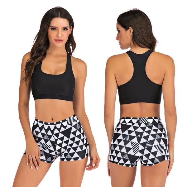 

women's big girls sport racerback bikini set two piece swimsuit suits high waist boyshorts crop bathing suit work out one-piece
