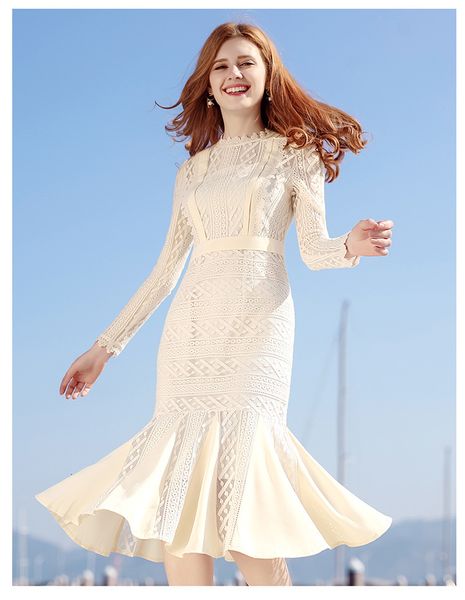 

casual dresses temperament lace mermaid female spring ehii, Black;gray
