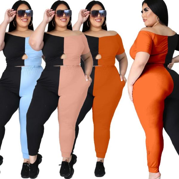 

plus size tracksuits pants set and pant 2 piece outfits for women summer 2021 feminino fashion clothing, Black